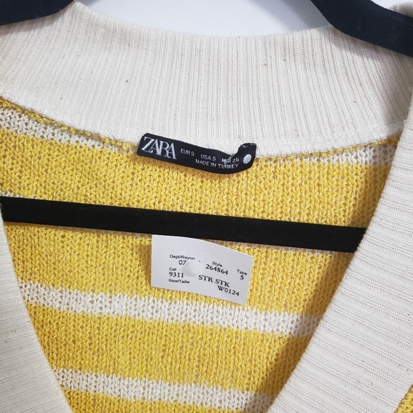 ZARA Yellow Striped Knit Oversized Sweater Vest - Picture 6 of 7